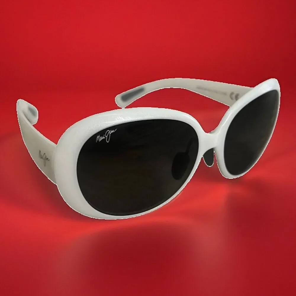 Maui Jim Women’s Nahiku White Pearl Frame Gray Polarized Sunglasses MJ436-05